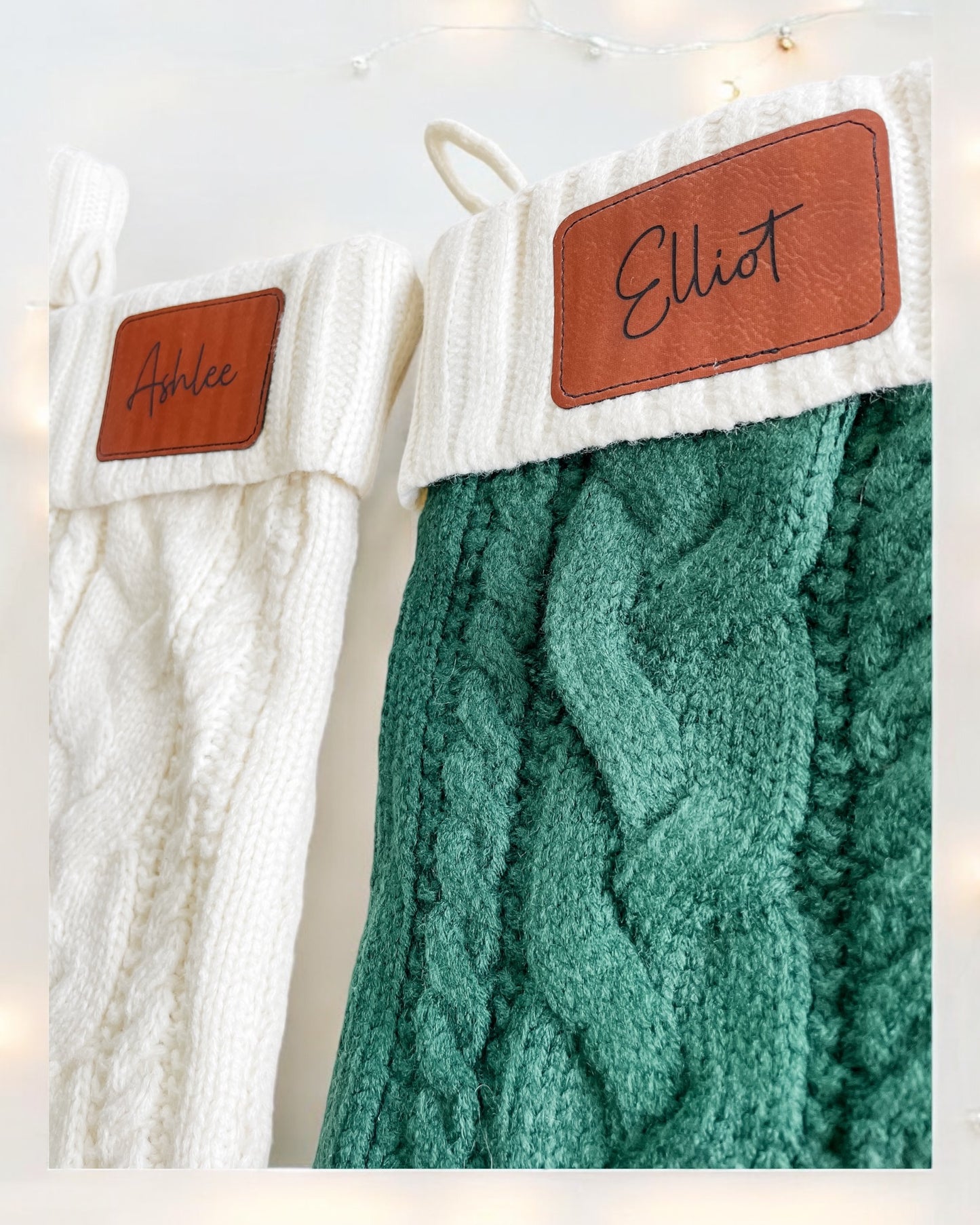 Personalized Christmas Stocking With Leather Patch