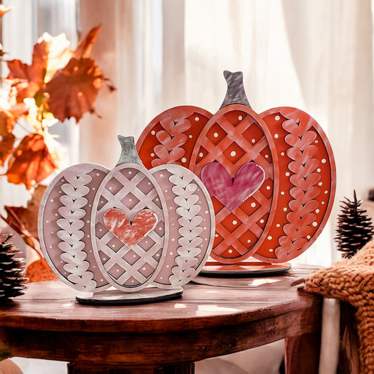 Sweater Knit Wooden Pumpkin Set