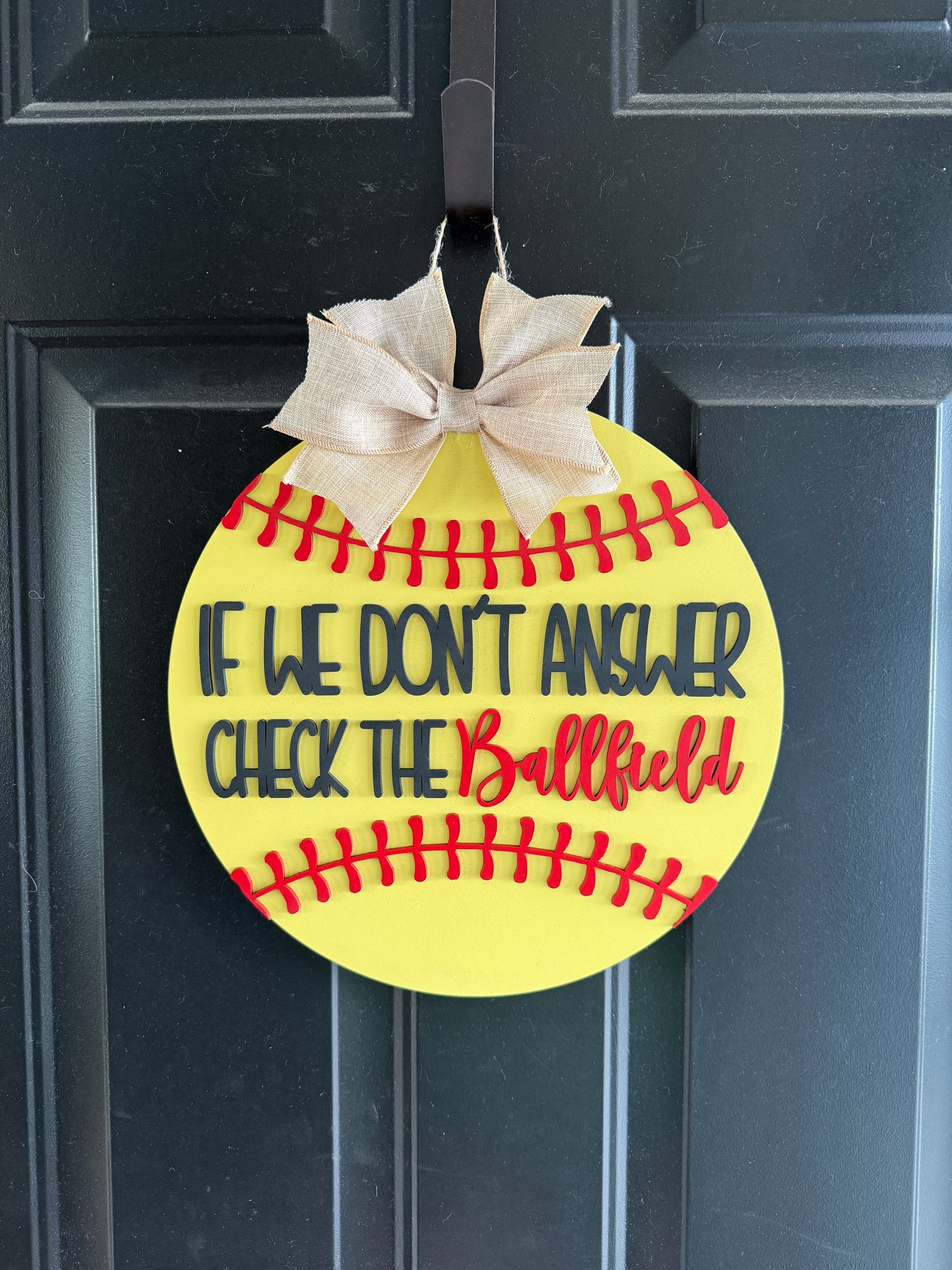 Check The Ballfield Door Hanger-Softball & Baseball