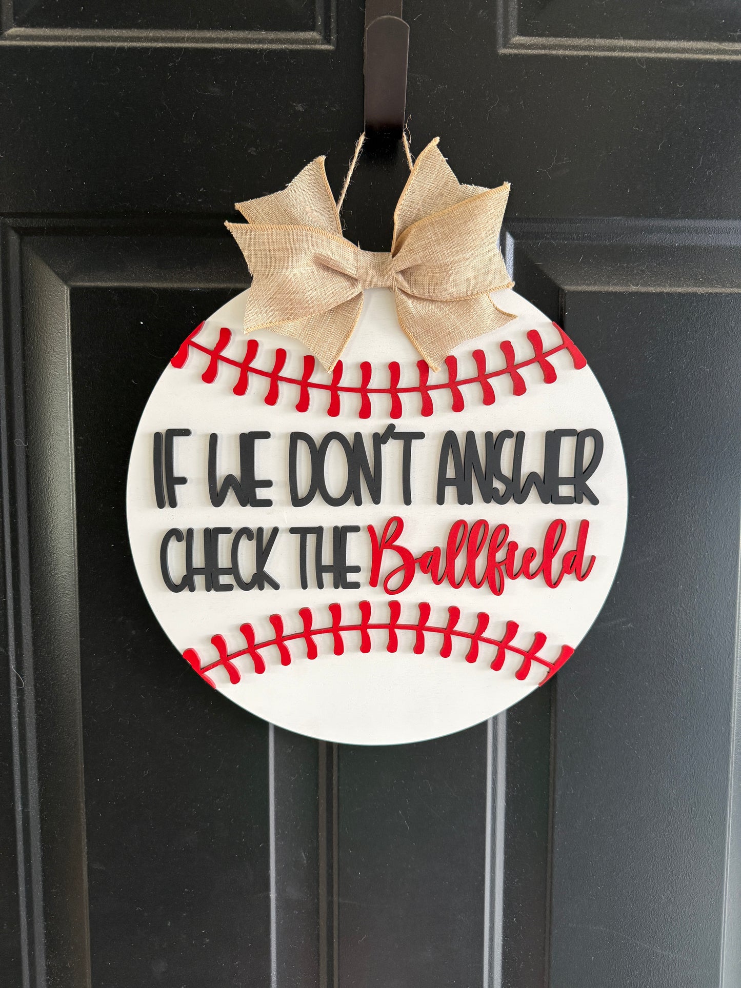 Check The Ballfield Door Hanger-Softball & Baseball
