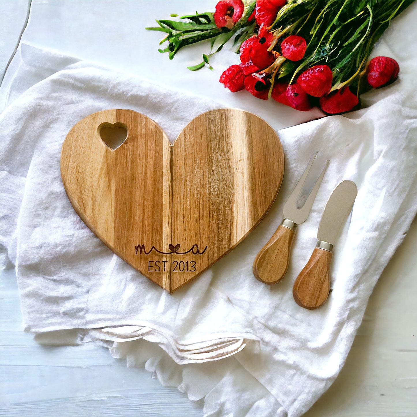 Personalized Cheese Board-Heart Shape