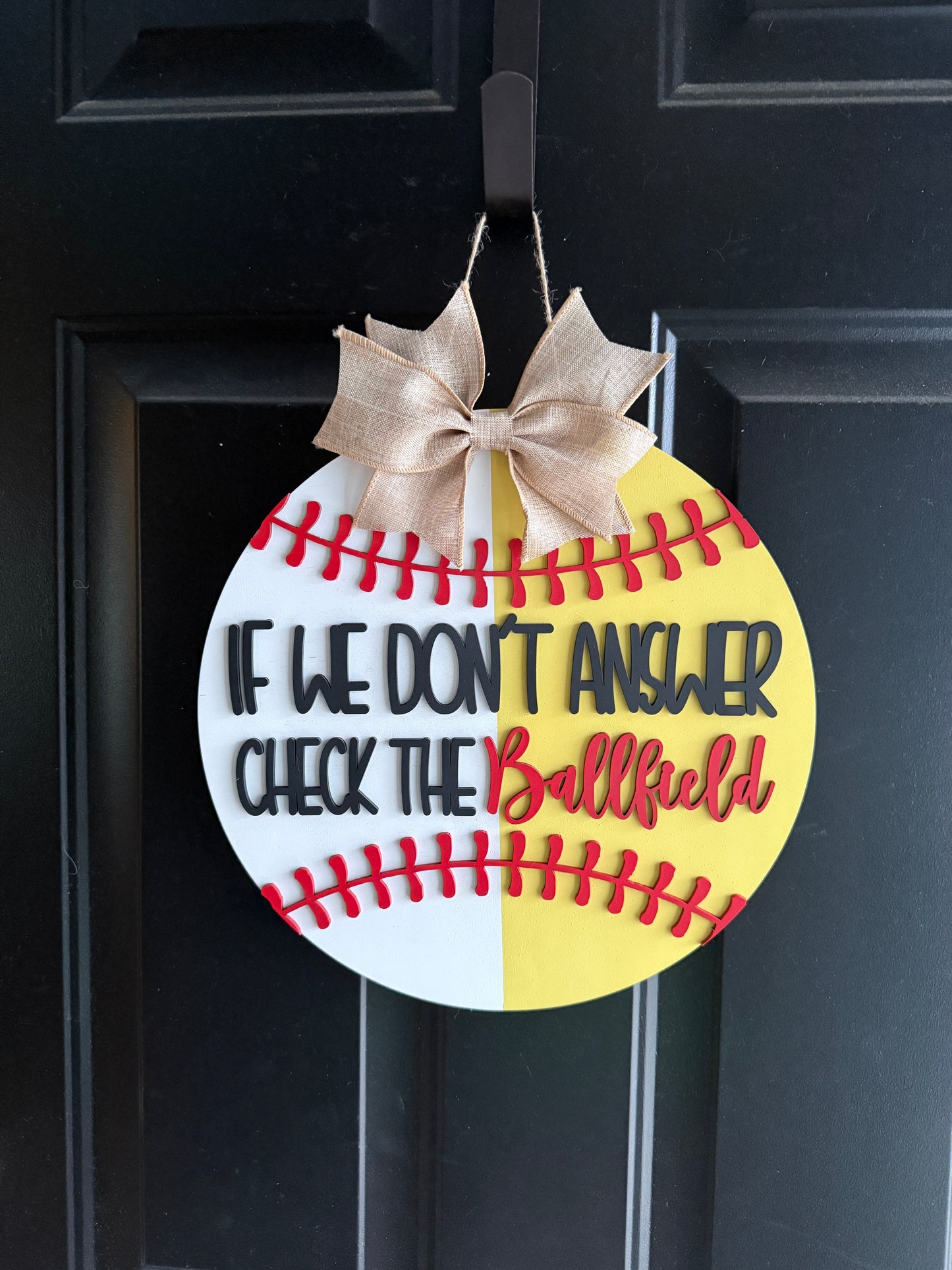 Check The Ballfield Door Hanger-Softball & Baseball