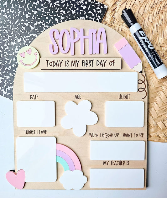 Personalized Rainbow First &amp; Last Day of School Board