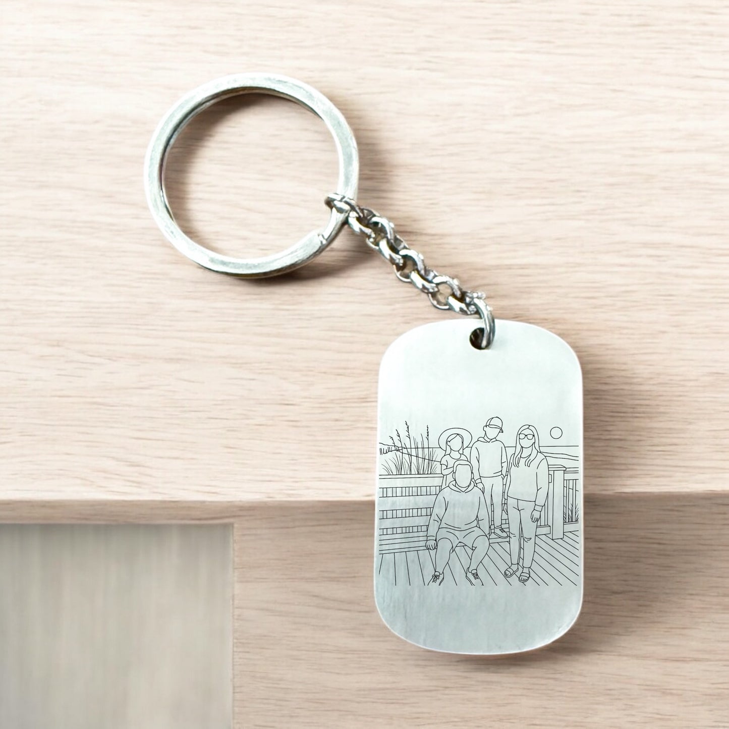 Line Drawing Portrait Keychain
