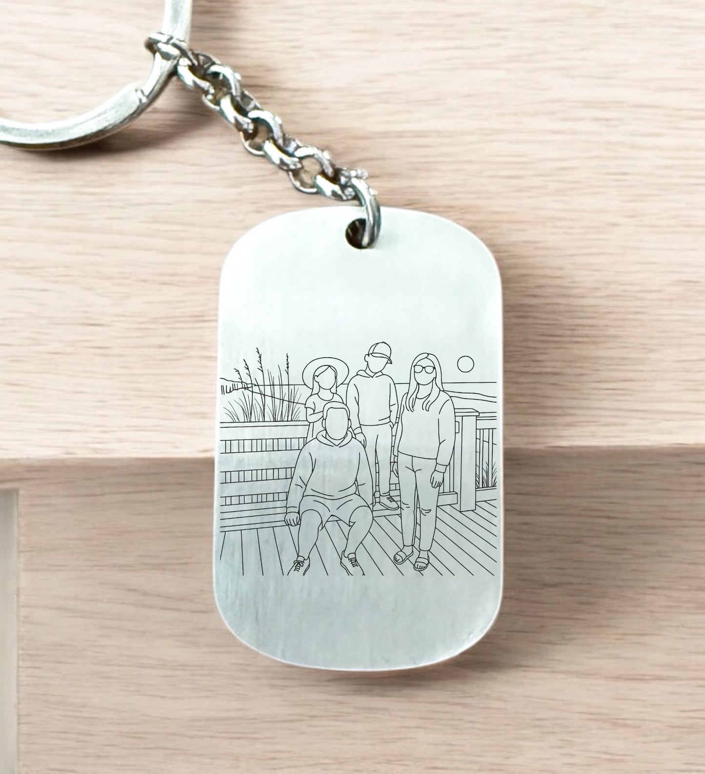 Line Drawing Portrait Keychain