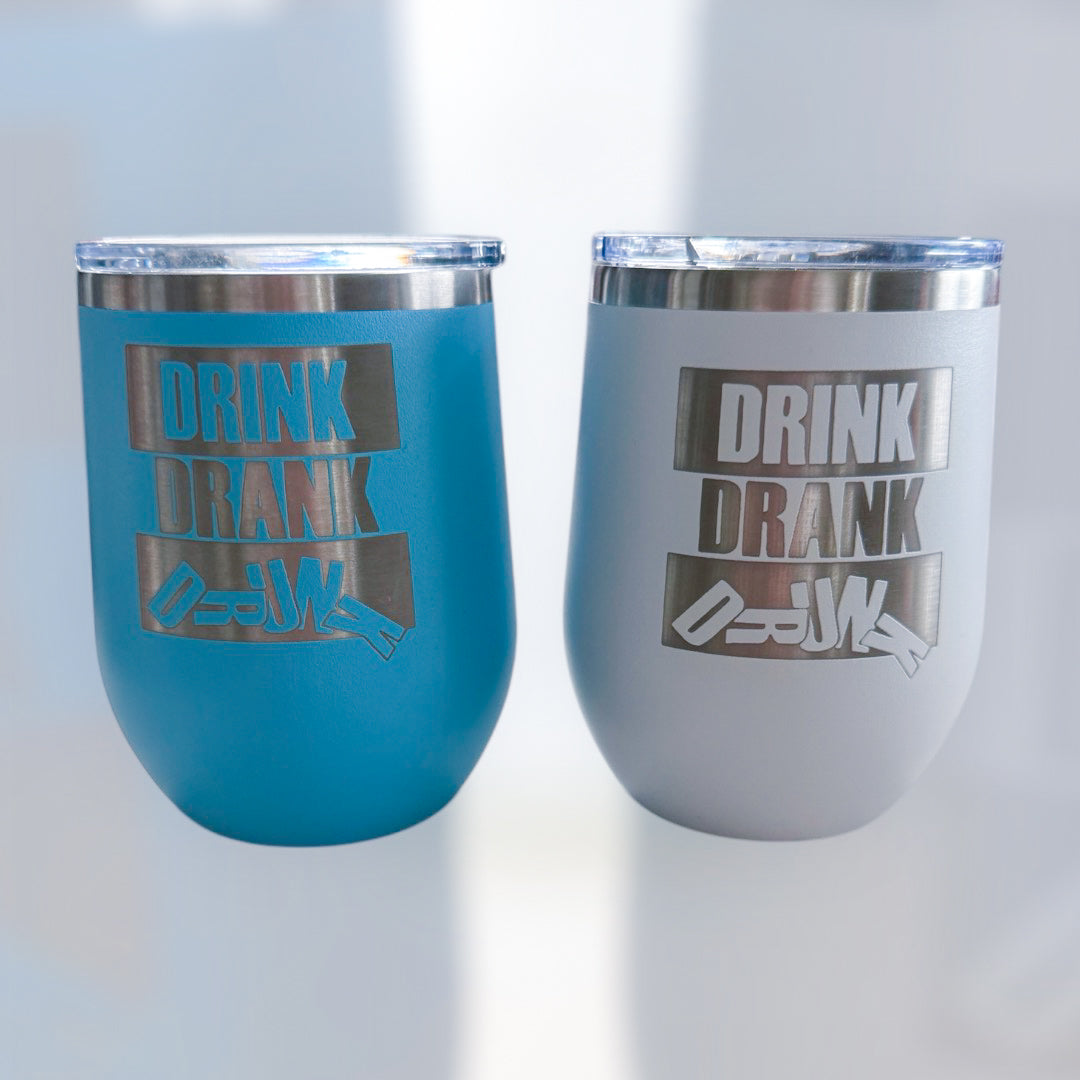 Drink, Drank, Drunk 12 oz Wine Tumblers