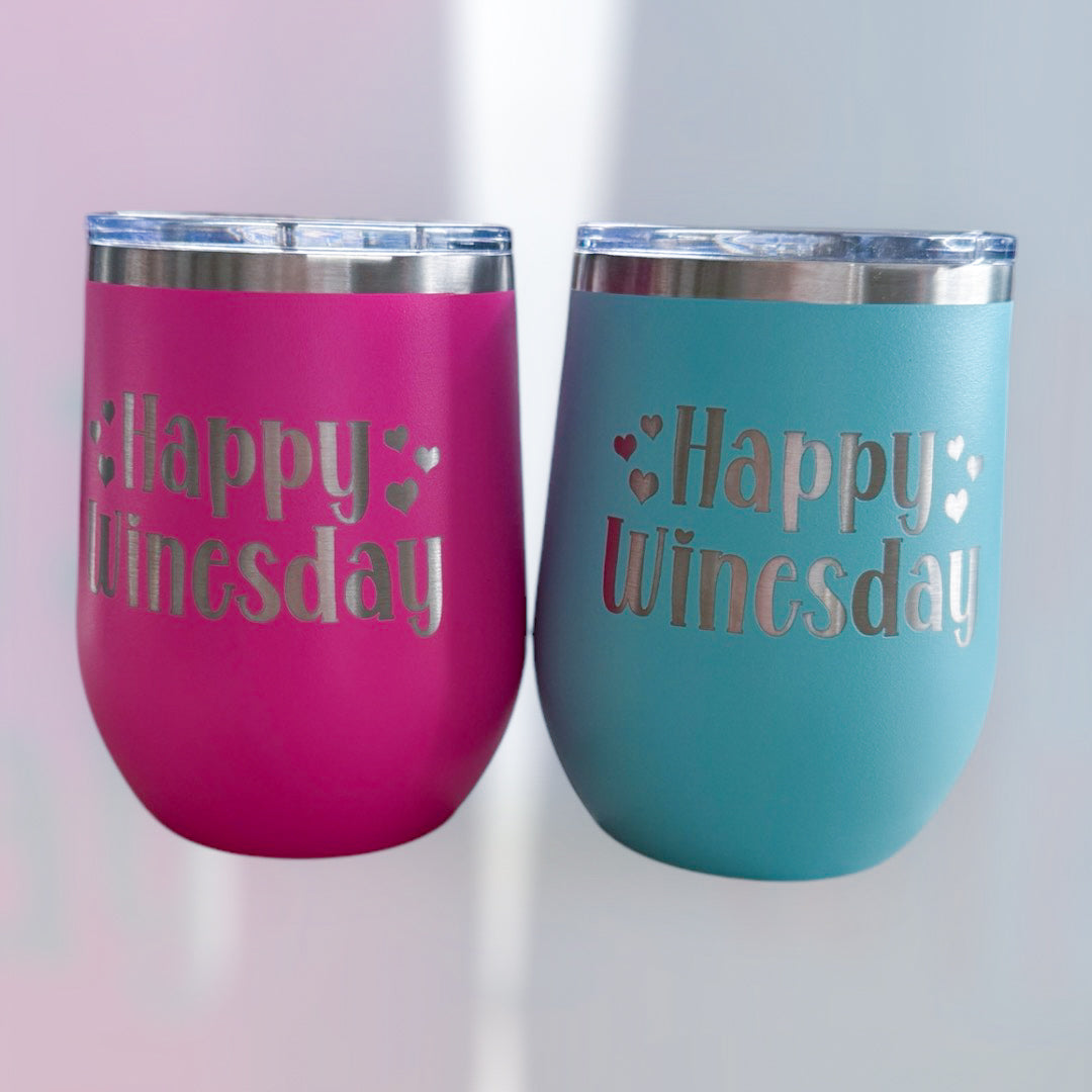 Happy Winesday 12 oz Wine Tumblers