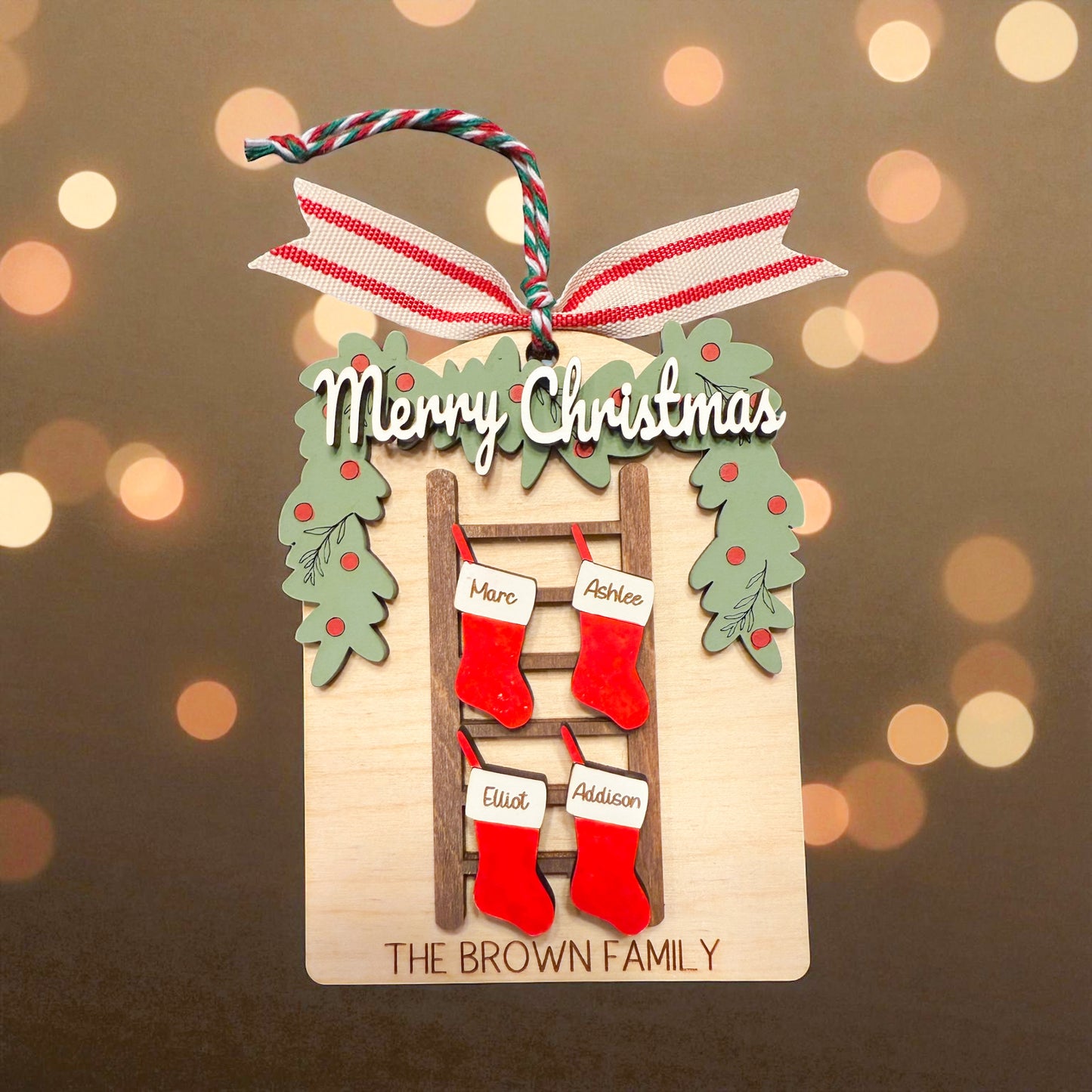 Personalized “Merry Christmas” Ladder Ornament